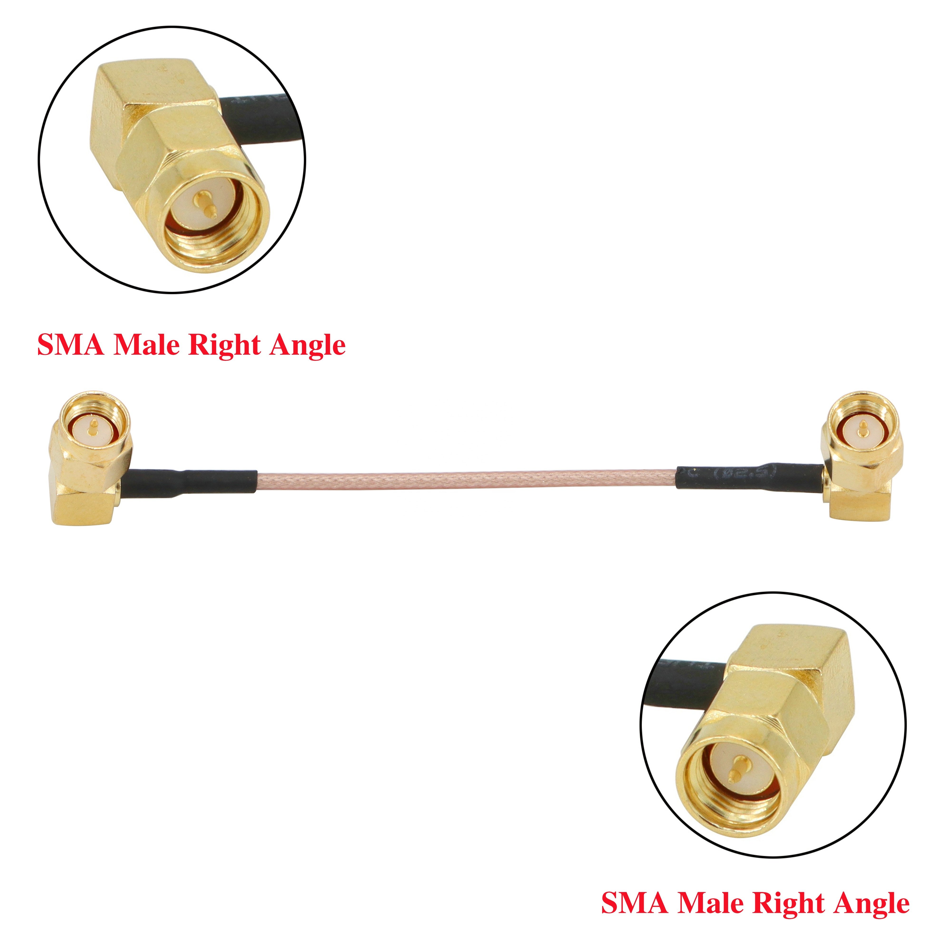 RG178 SMA Male Right Angle to SMA Male Right Angle Coaxial RF Cable for 2G 3G 4G Antenna Wireless Network Router